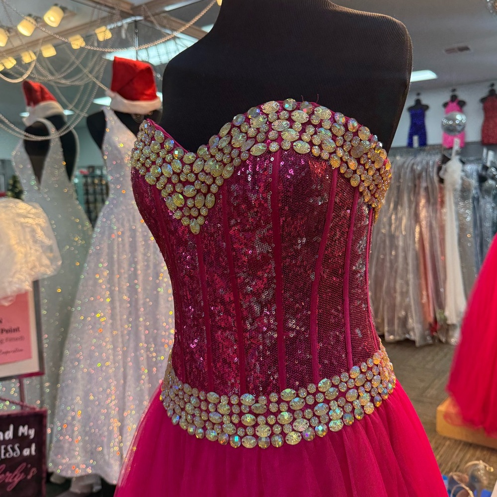 POSH PRECIOUS O10513 SZ-8 PINK DRESS STRAPLESS/PROM/SPECIAL OCCASION GOWN